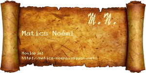 Matics Noémi névjegykártya